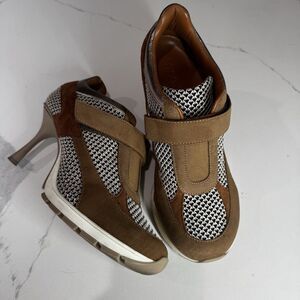 Sneex (by Sara Blakely) The Tepper - Brown/Taupe /Metallic Mesh Size 9 Heels